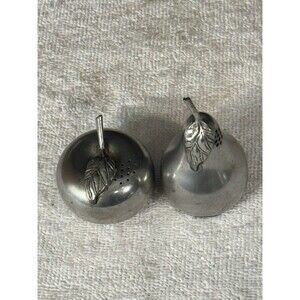 Vintage Kirk Stieff Pewter Pear and Apple Salt &Pepper Shakers Set